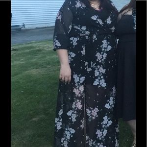 LONG floral Wrap Dress